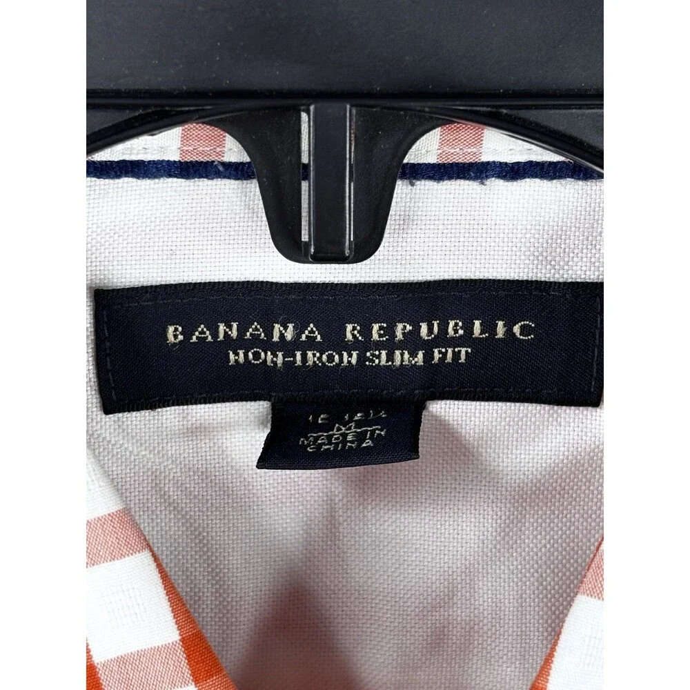 Banana Republic Shirt Mens M Slim Fit Graphic Check Gingham Candied Yam